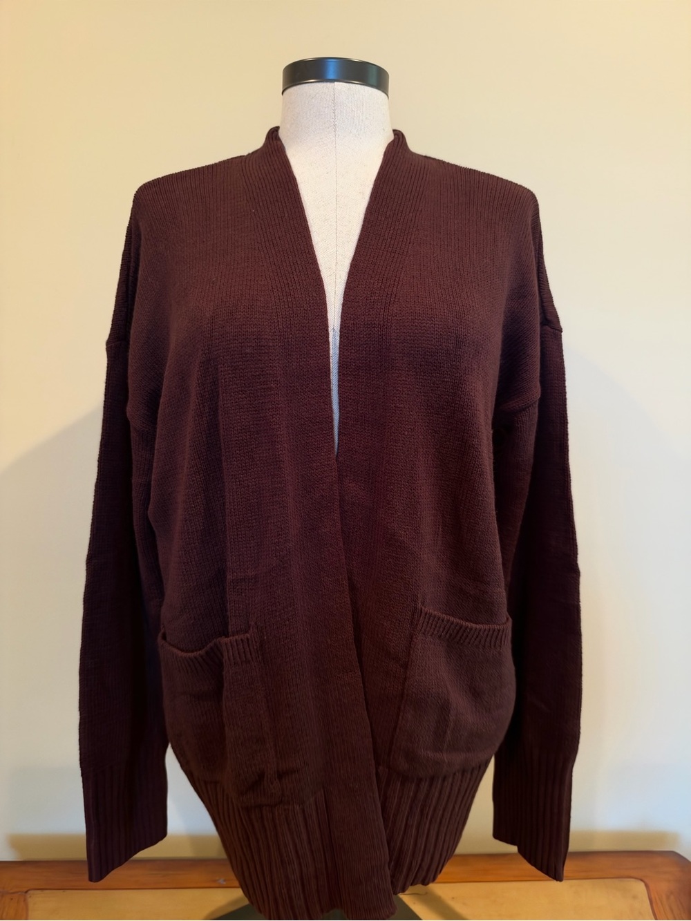 Women’s Sonoma Brown Open Pocket Cardigan Sweater NWOT Size M